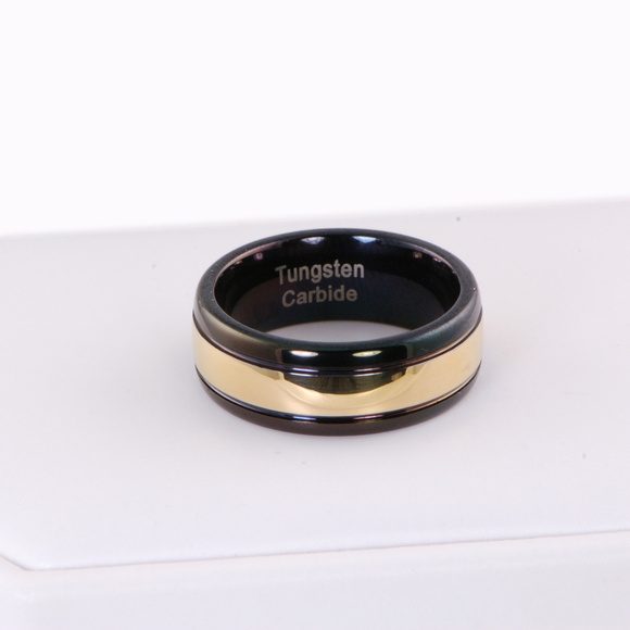 TosowebOnline Men 8mm 2 Tone Tungsten Mens Wedding Band Ring